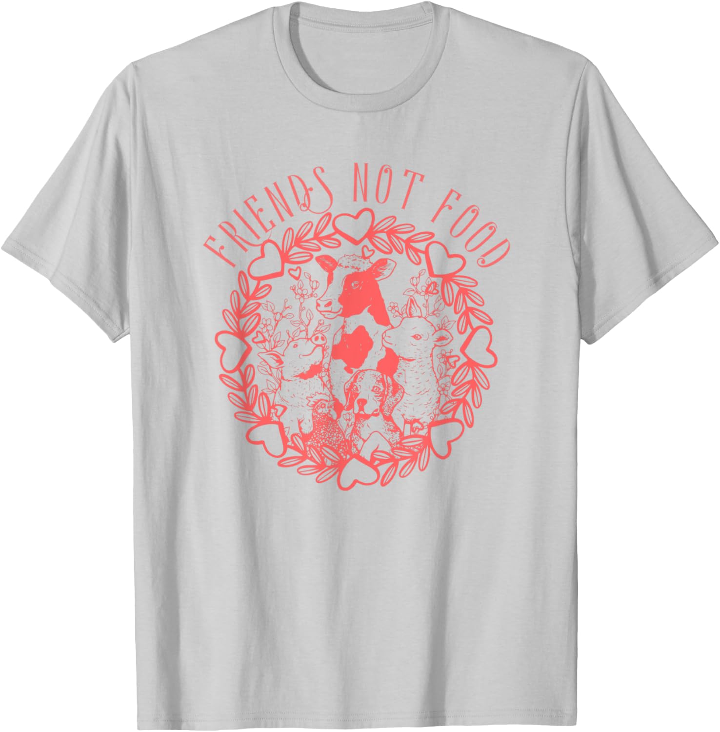 Animals Are Friends Not Food Vegetarian Vegan Lover T-Shirt - T-Shirt | Ash
