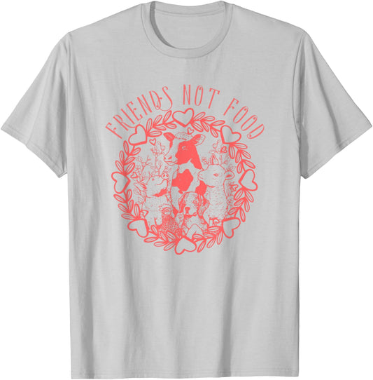Animals Are Friends Not Food Vegetarian Vegan Lover T-Shirt - T-Shirt | Ash
