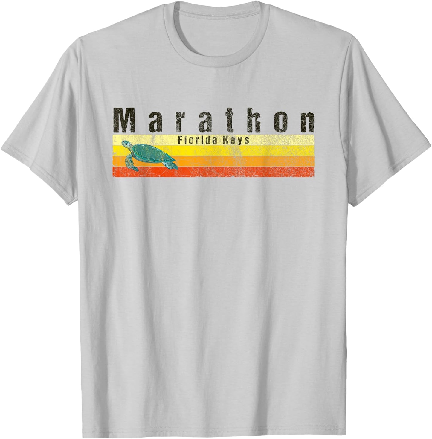 Marathon Key Florida Vintage Style Sea Turtle T-Shirt - T-Shirt | Ash