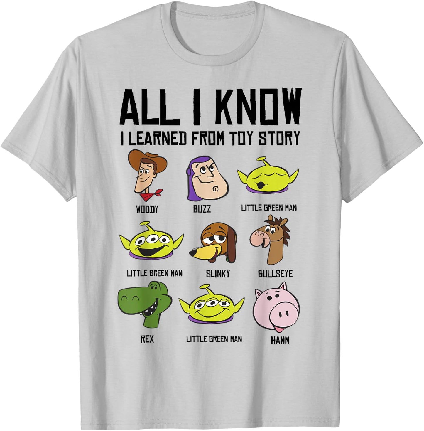 Disney Pixar Toy Story All I Know I Learned From Toy Story T-Shirt - T-Shirt | Ash