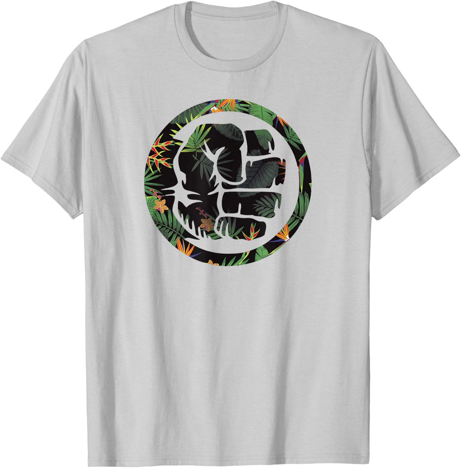 Marvel Hulk Fist Smash Logo Tropical Pattern Graphic T-Shirt - T-Shirt | Ash