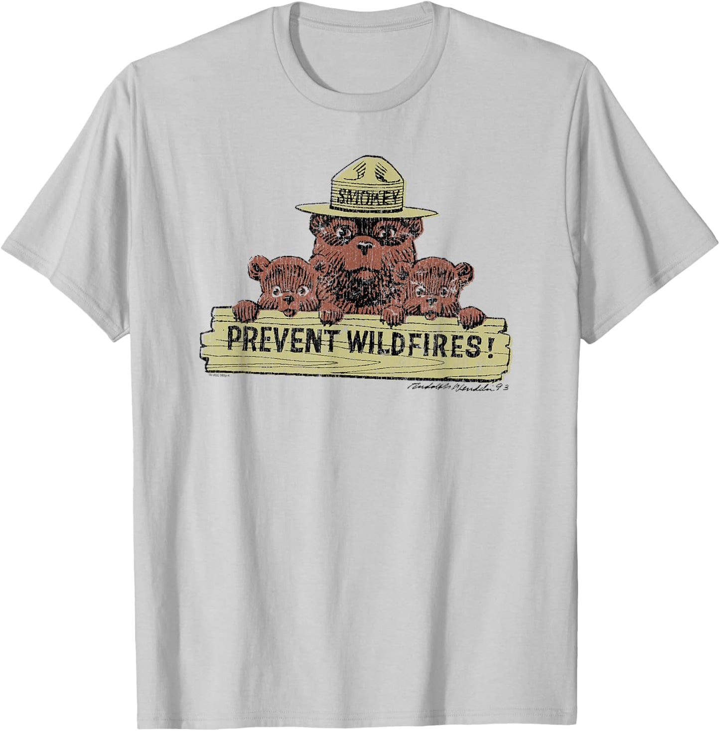 Smokey Bear Prevent Wildfires Sign with Cubs T-Shirt - T-Shirt | Ash
