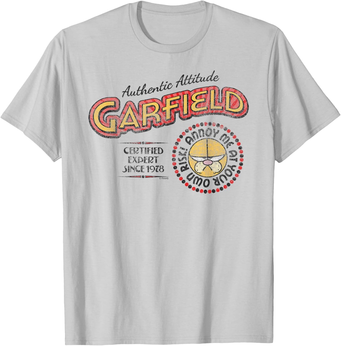 Garfield Authentic Attitude Expert Cartoon Cat T-Shirt - T-Shirt | Ash