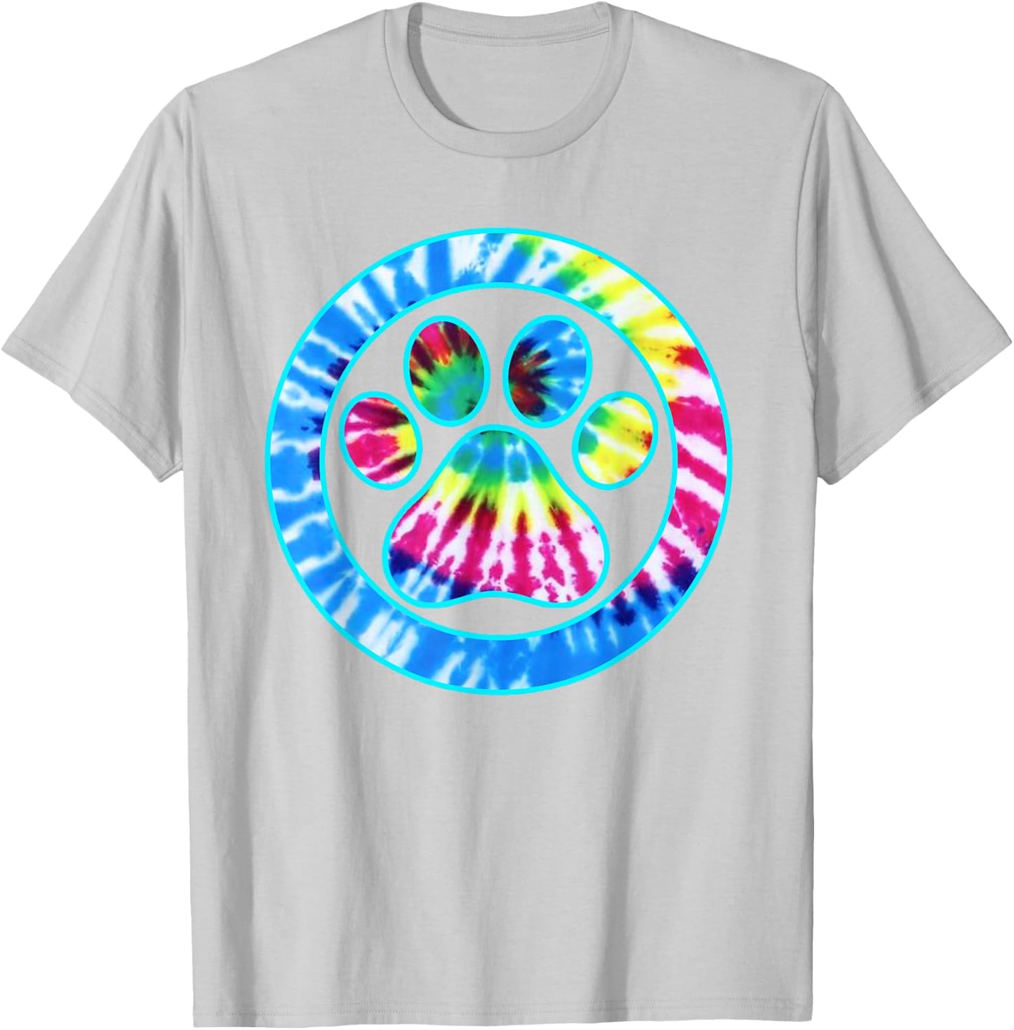Tie Dye Animal Cat Dog Paw Print | Pet Lover Shirt Gift T-Shirt - T-Shirt | Ash