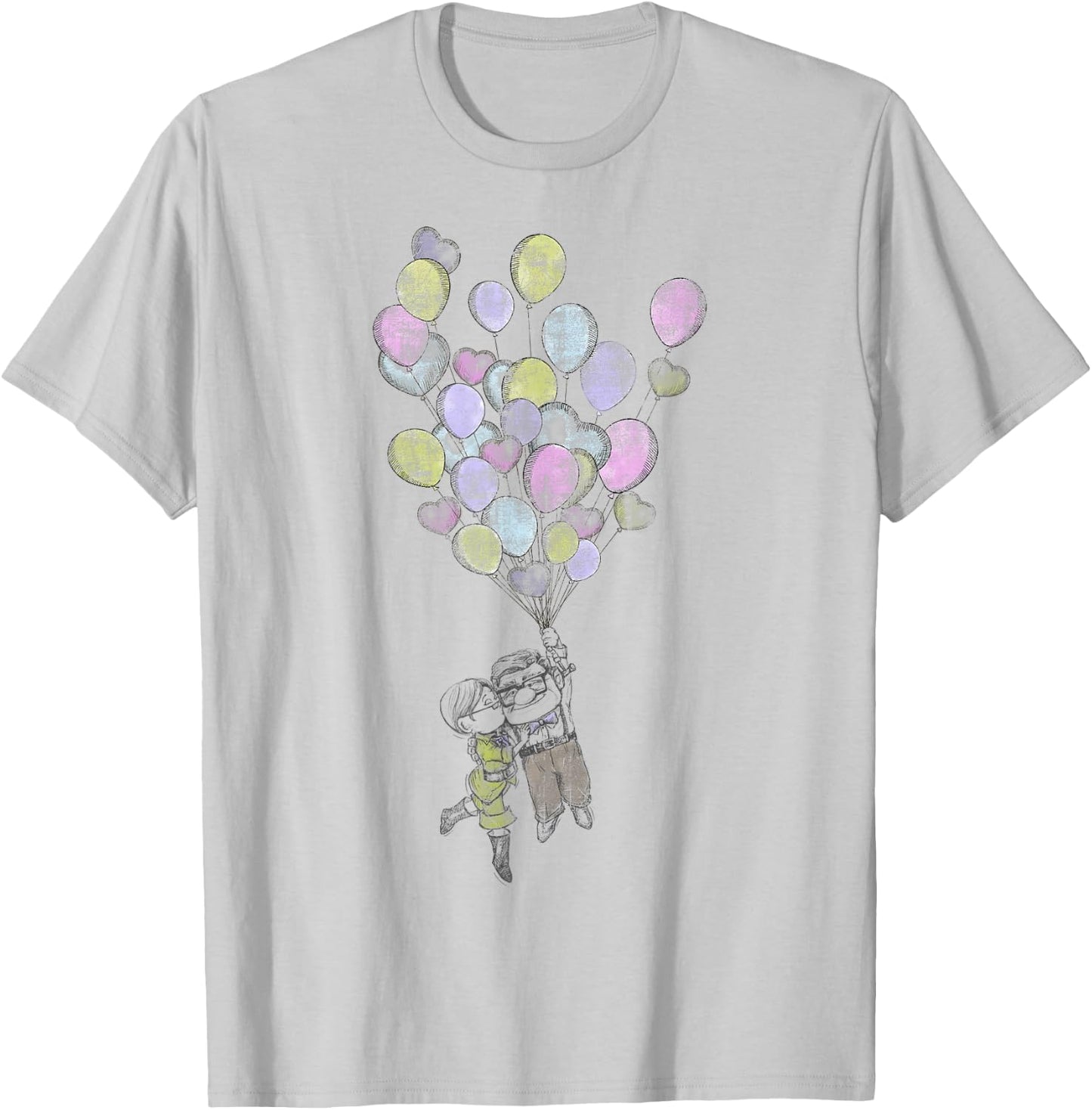 Disney Pixar Up Ellie & Carl Balloons T-Shirt - T-Shirt | Ash