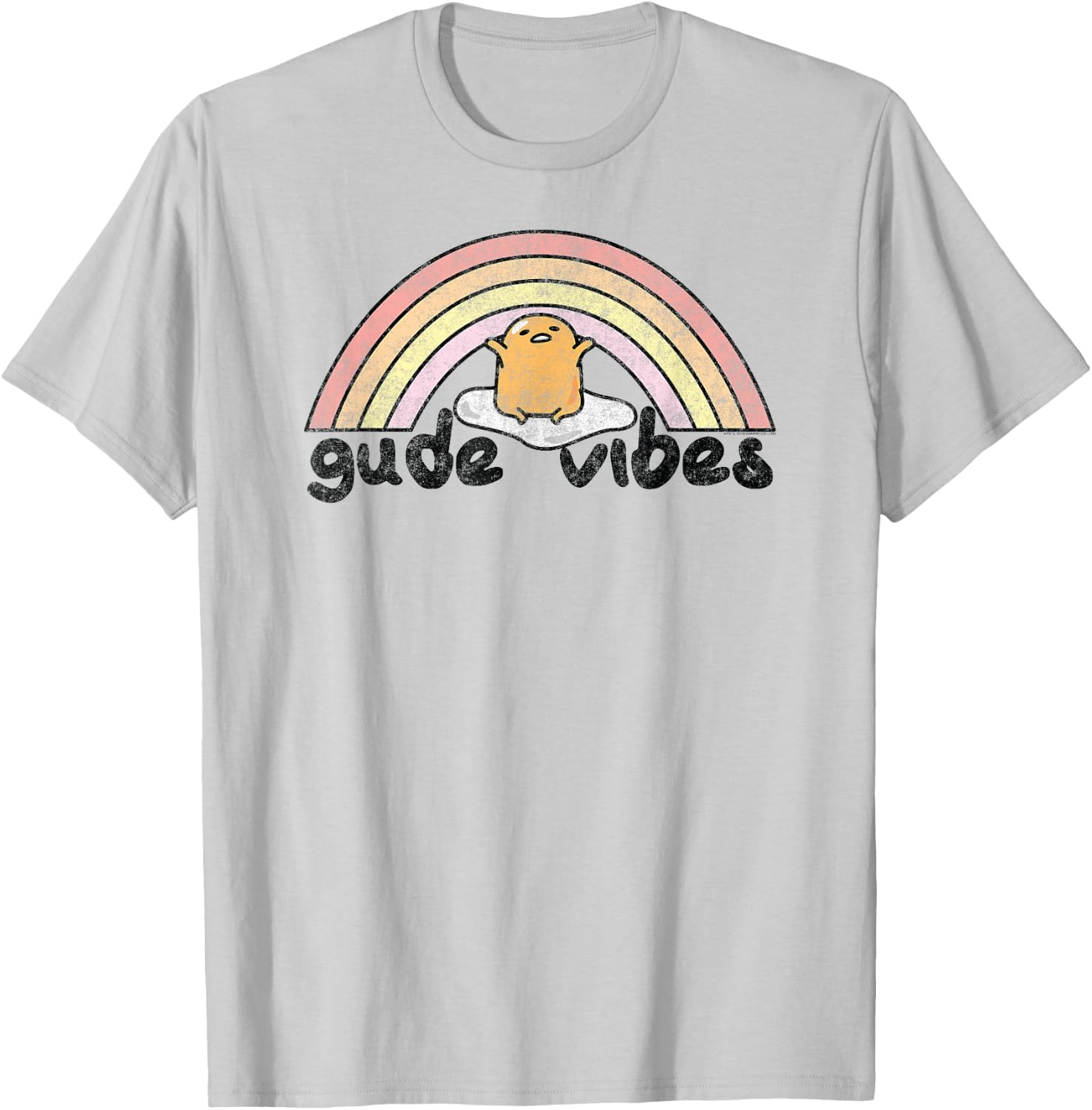 Gudetama Gude Vibes Good Vibes Rainbow Small T-Shirt - T-Shirt | Ash