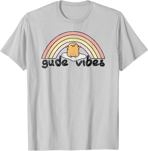 Gudetama Gude Vibes Good Vibes Rainbow Small T-Shirt - T-Shirt | Ash