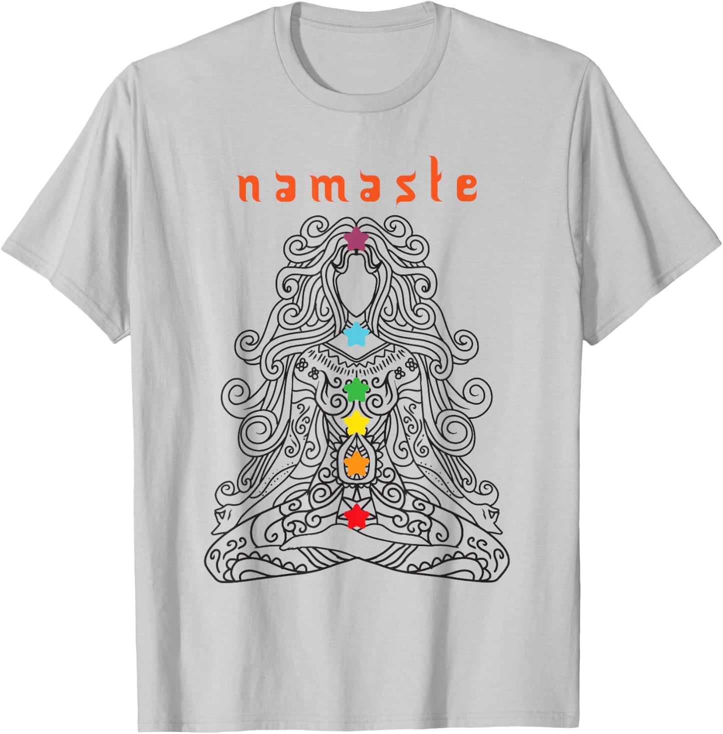 Namaste Design, Yoga Pose with Chakra Awesome Gift T-Shirt - T-Shirt | Ash