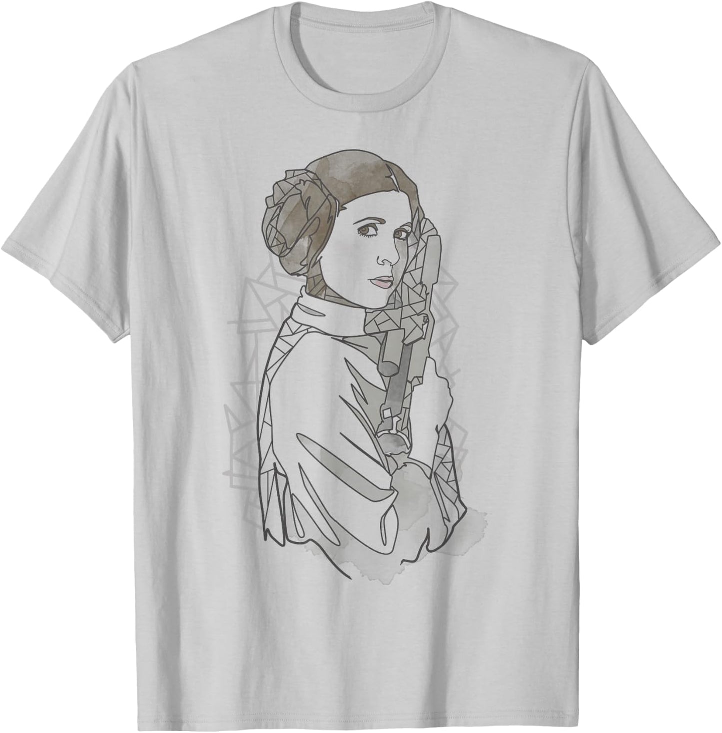 Star Wars Princess Leia Geometric Line Drawing T-Shirt - T-Shirt | Ash