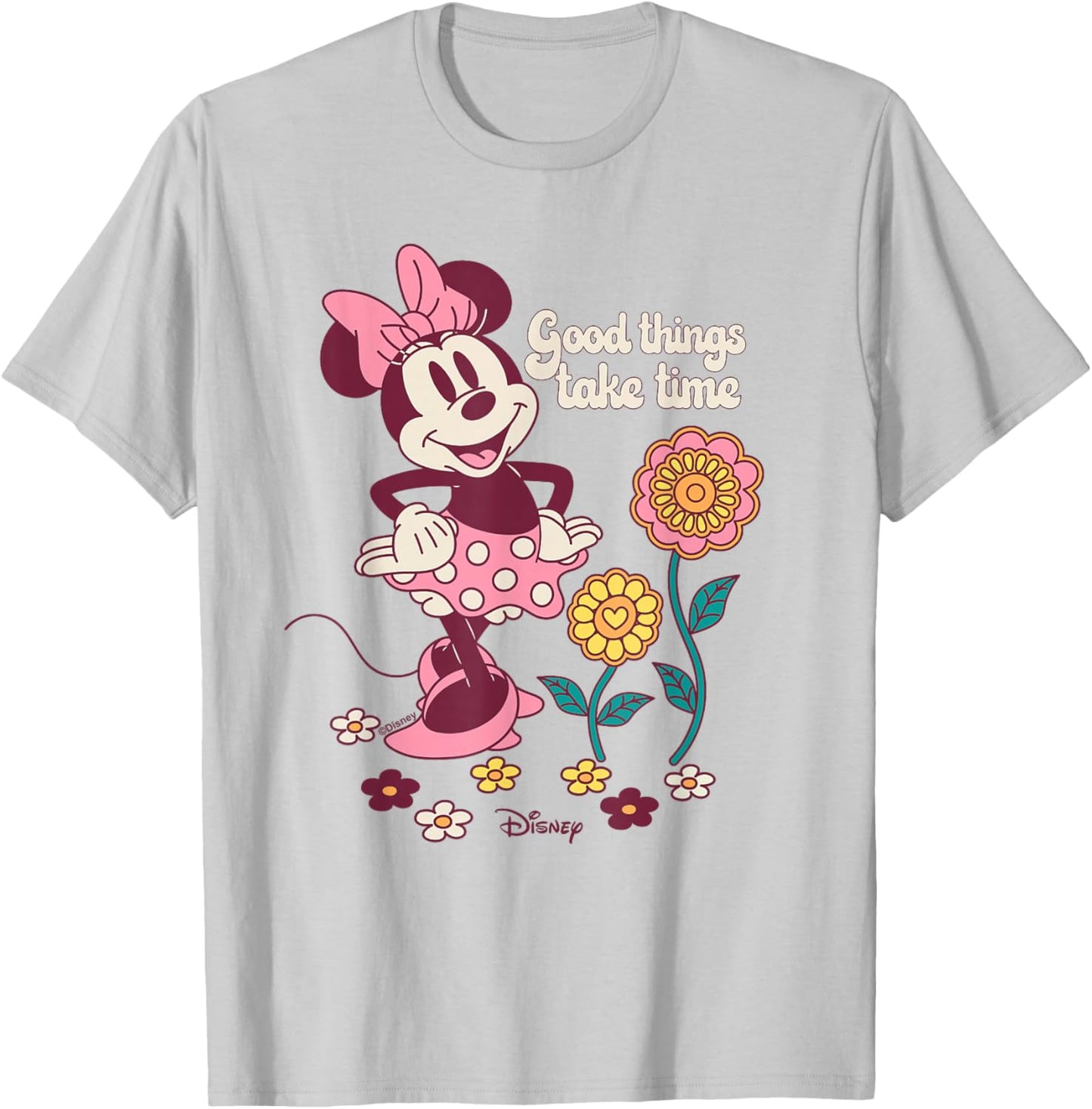 Disney Minnie Mouse Good Things Take Time Spring T-Shirt - T-Shirt | Ash