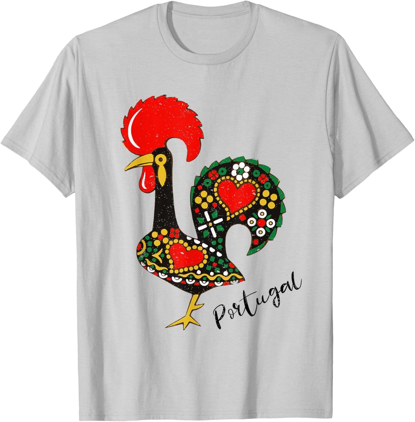 Galo de Barcelos - Portuguese Rooster Design T-Shirt - T-Shirt | Ash