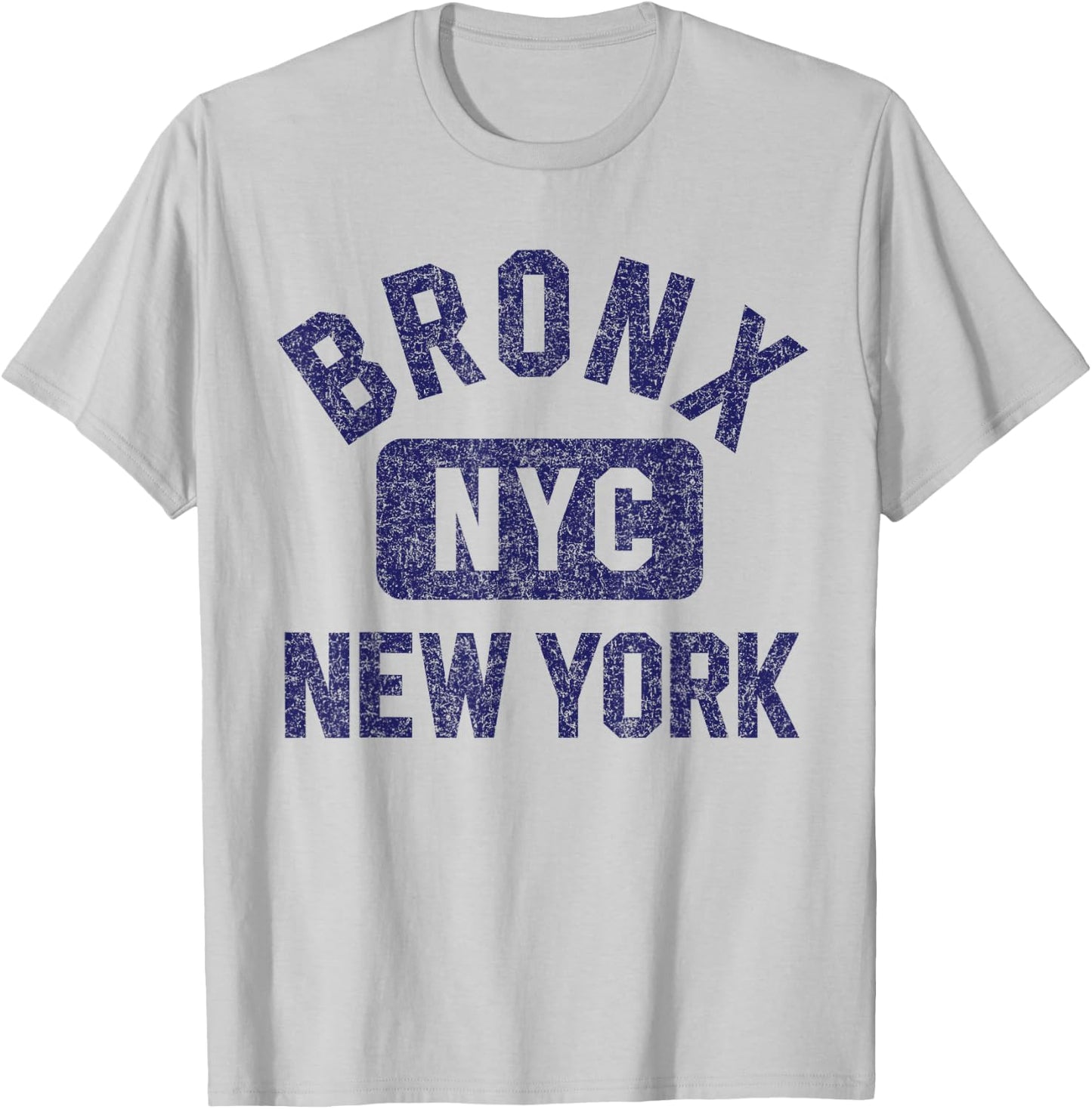 Bronx NYC New York Gym Style Distressed Dark Blue Print T-Shirt - T-Shirt | Ash