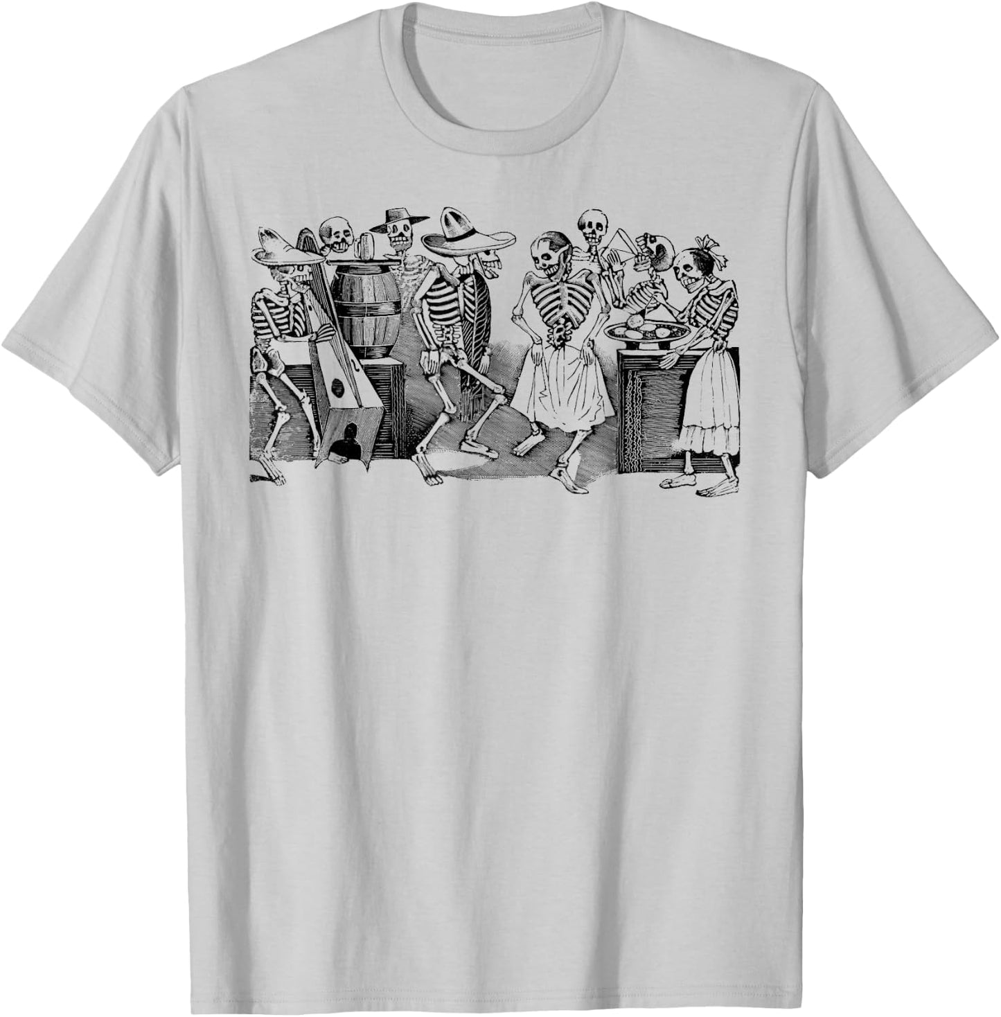 Mintage Dancing Skeletons T-Shirt - T-Shirt | Ash