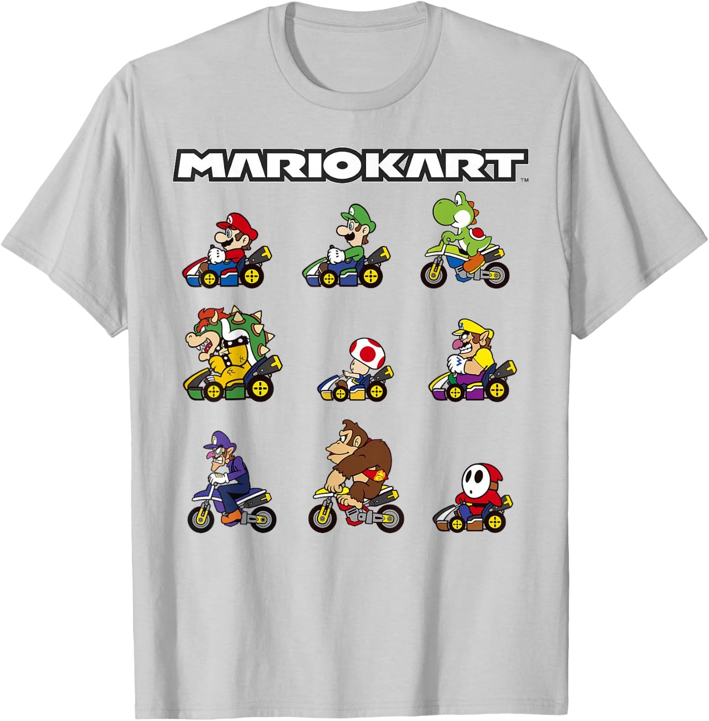 Nintendo Mario Kart Racers Ready Line-Up Graphic Small T-Shirt - T-Shirt | Ash