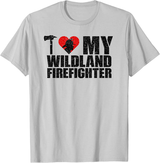 Love My Wildland Fireman Retro T-Shirt - T-Shirt | Ash