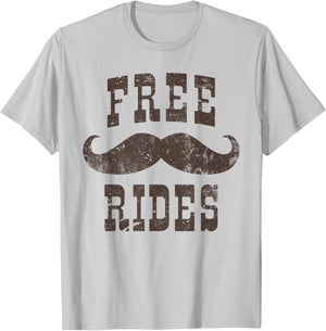 Funny Vintage Moustache Rides T-Shirt - T-Shirt | Ash