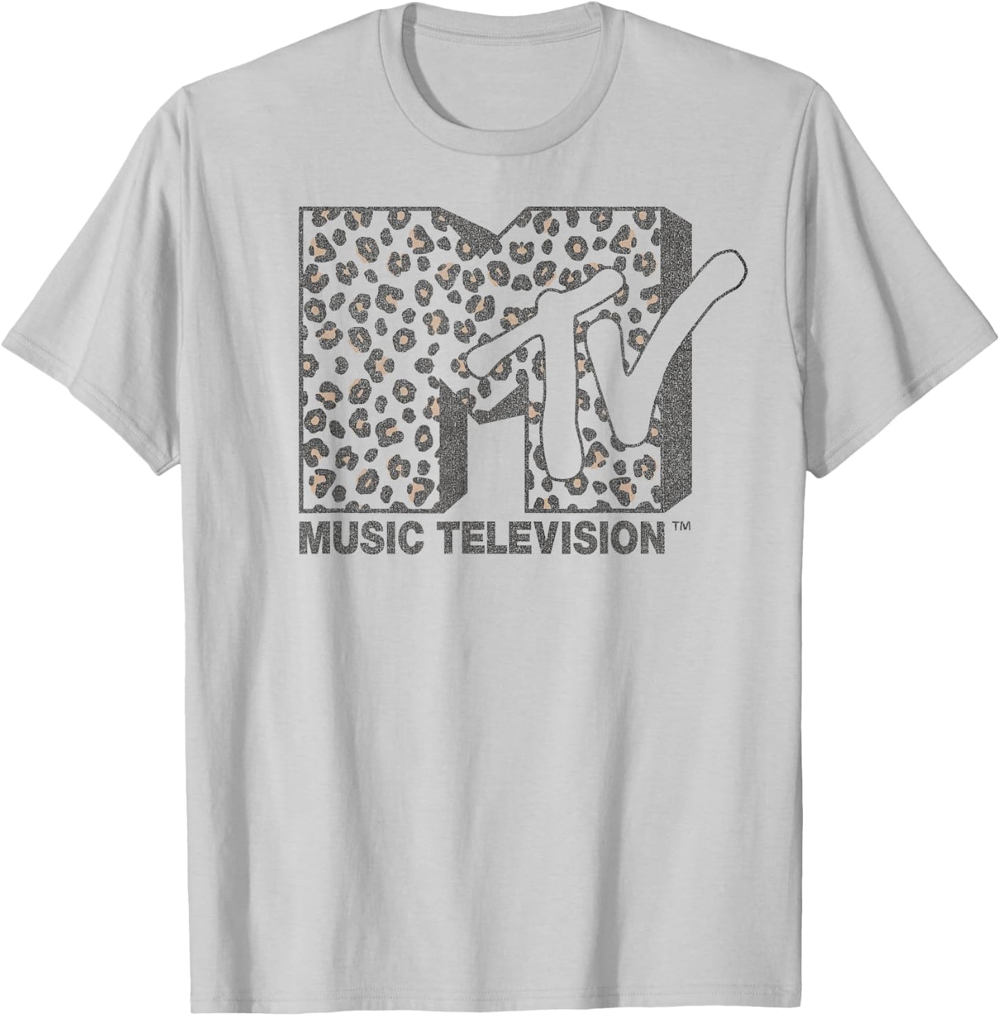 MTV Music Television Cheetah Print Logo Fill T-Shirt - T-Shirt | Ash