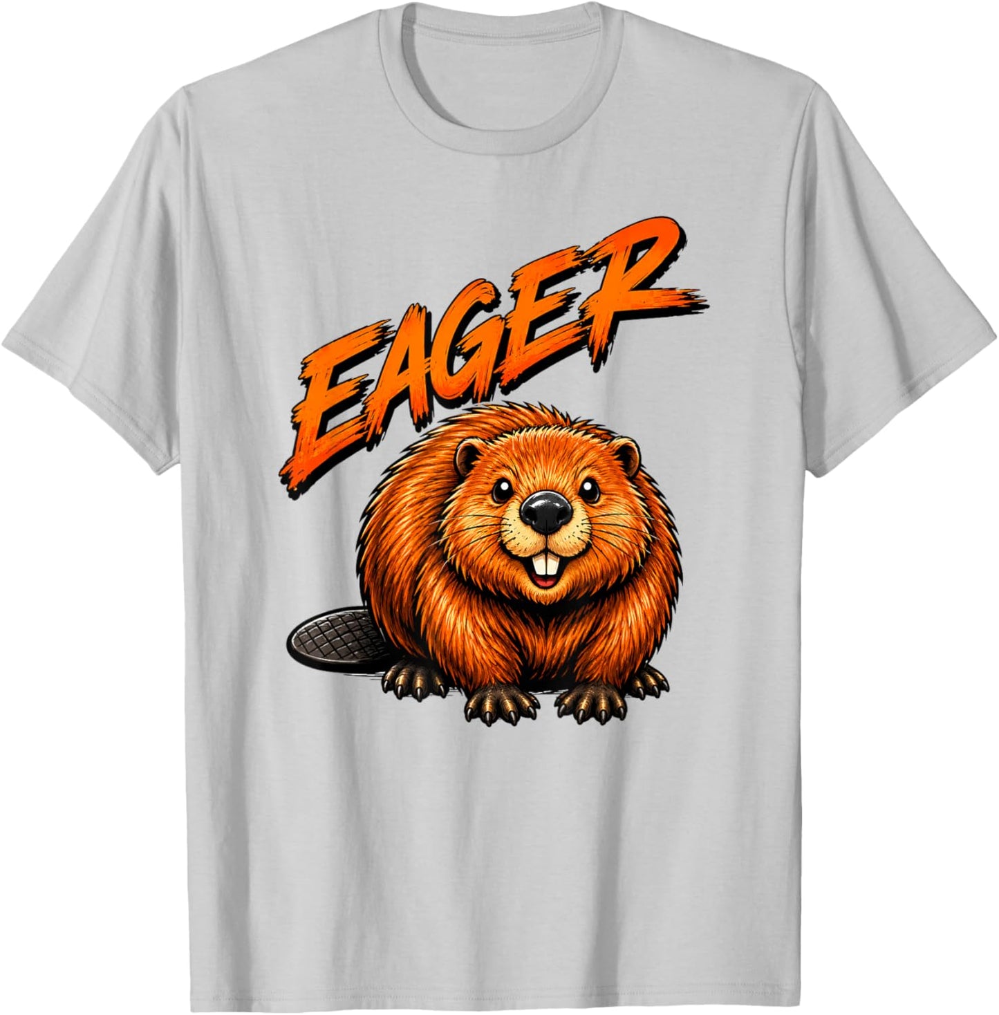 Funny Eager Beaver Animal Pun Wordplay Rodent Lover Humor T-Shirt - T-Shirt | Ash