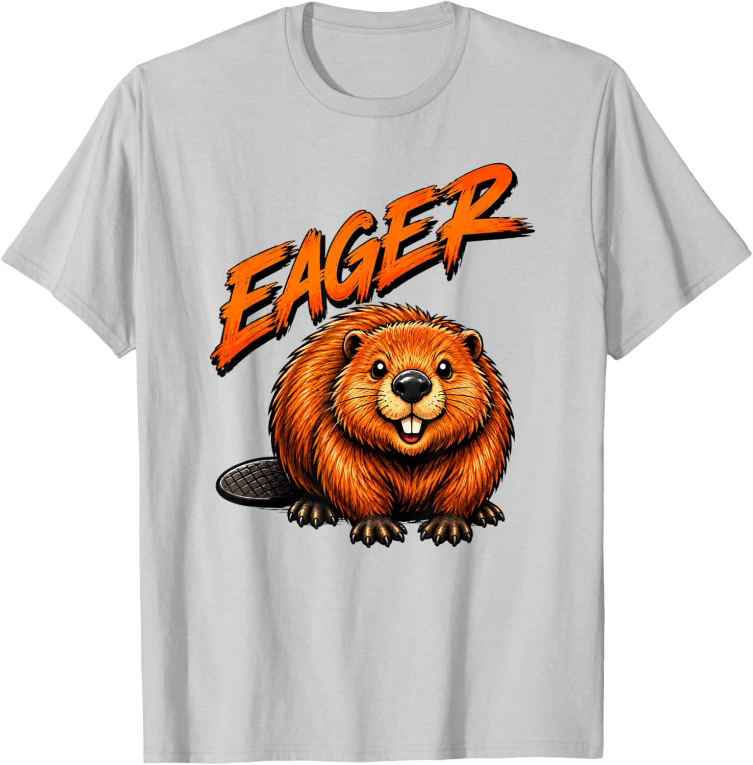 Funny Eager Beaver Animal Pun Wordplay Rodent Lover Humor T-Shirt - T-Shirt | Ash