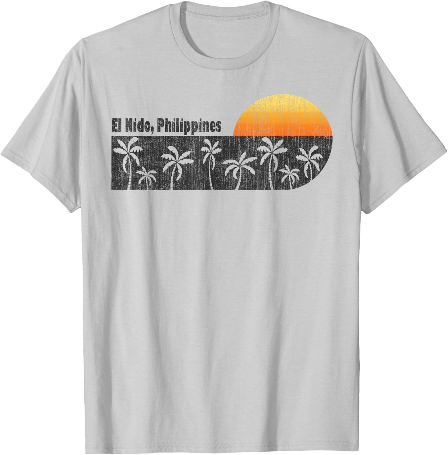 Retro El Nido Philippines T-Shirt - T-Shirt | Ash