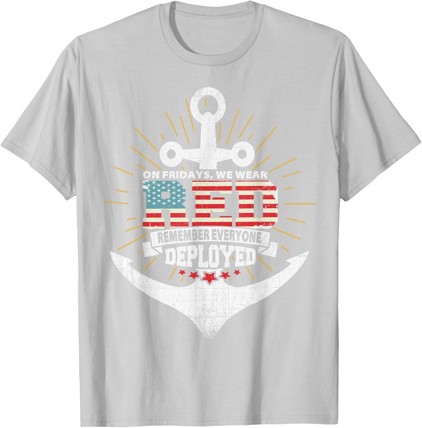 On Fridays We Wear Red Friday Navy Gift Distressed T-Shirt - T-Shirt | Ash