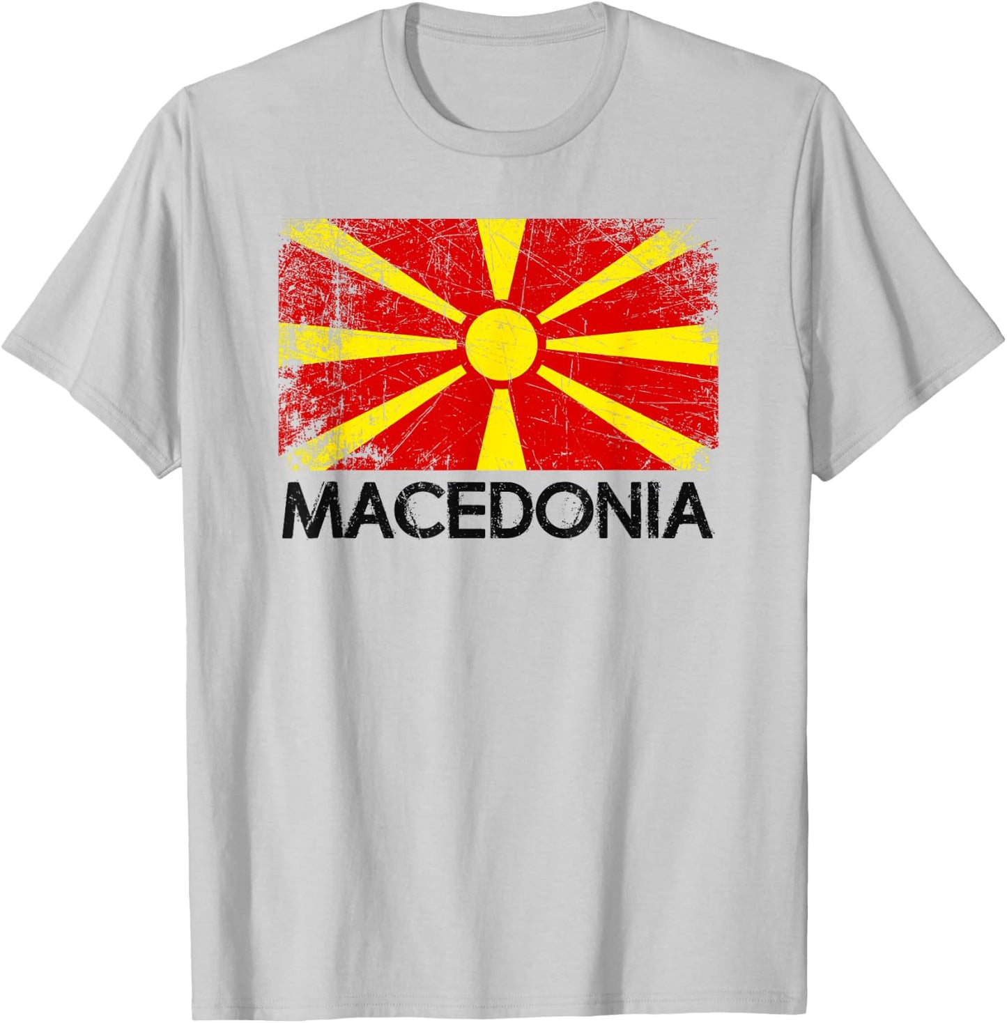 Macedonian Flag | Vintage Made In Macedonia Gift T-Shirt - T-Shirt | Ash