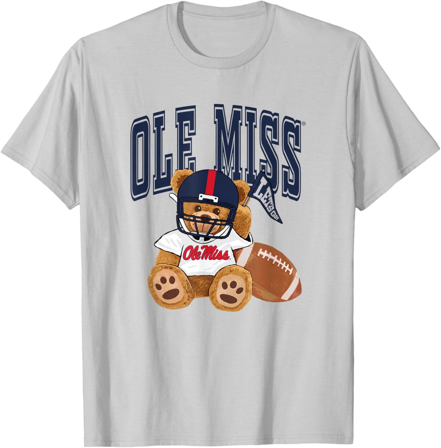 Mississippi Ole Miss Rebels Football Teddy Bear White T-Shirt - T-Shirt | Ash