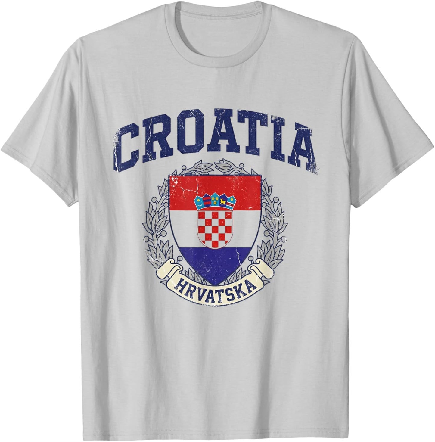 Croatia Hrvatska Flag Zagreb Croatian Jersey Retro T-Shirt - T-Shirt | Ash