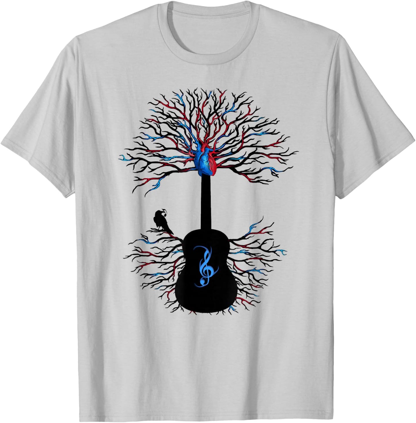 Acoustic Guitar Shirt, Music Tree of Life Guitarist Gift T-Shirt - T-Shirt | Ash