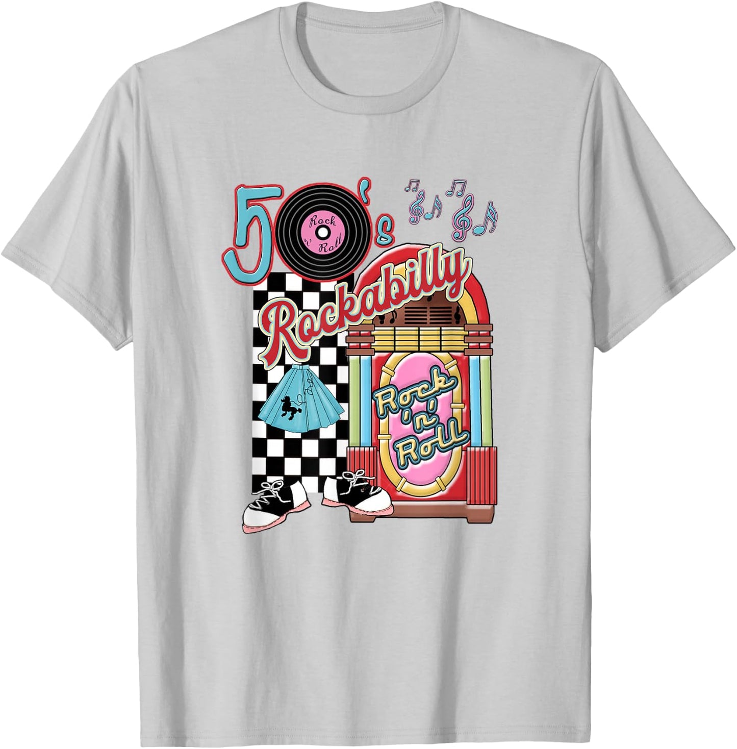 Rockabilly Lets Go to The Hop 1950's Retro Classic Jukebox T-Shirt - T-Shirt | Ash