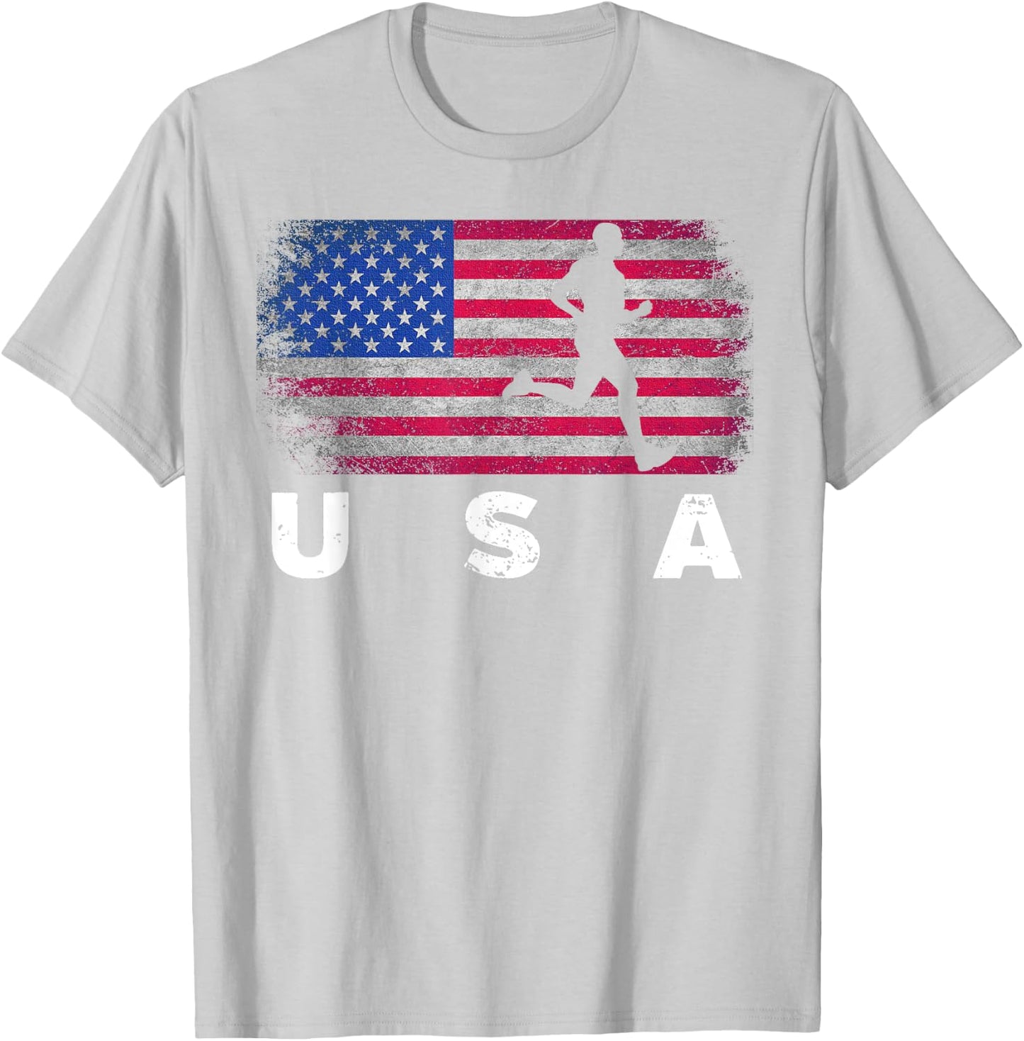 American Flag Track & Field - Cute Field Running Shirt Gift T-Shirt - T-Shirt | Ash
