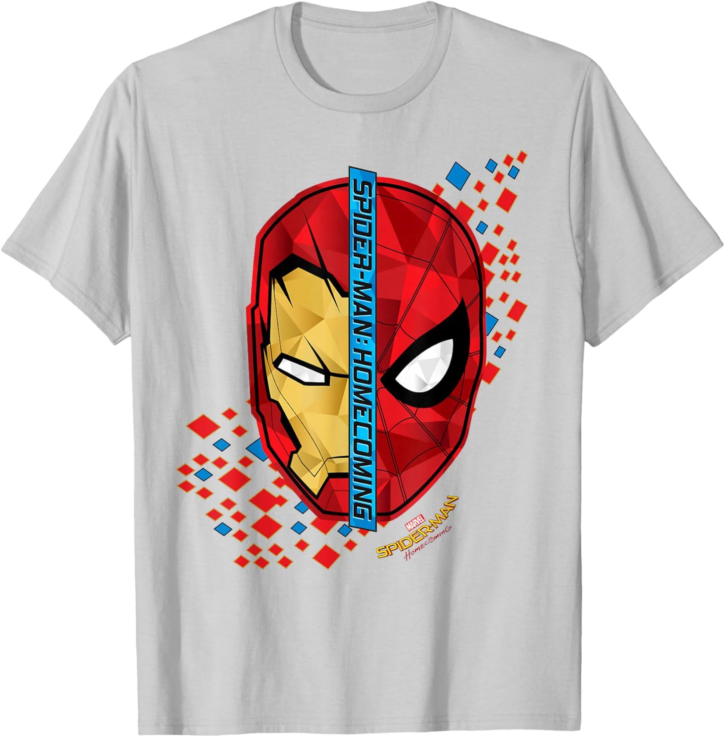 Marvel Spider-Man Homecoming Iron Man Face Split C1 T-Shirt - T-Shirt | Ash