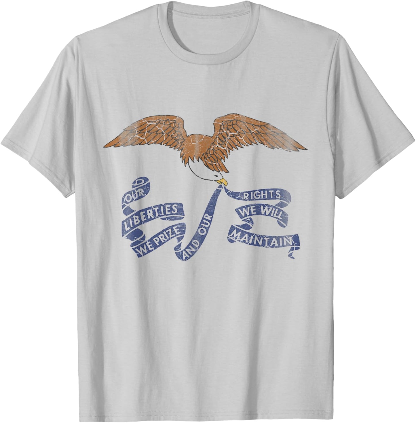 Iowa Flag Retro Distressed T-Shirt - T-Shirt | Ash