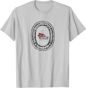 Southeast Missouri State SEMO Redhawks Retro Crest Seal T-Shirt - T-Shirt | Ash