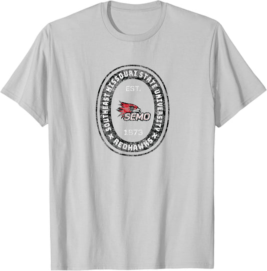 Southeast Missouri State SEMO Redhawks Retro Crest Seal T-Shirt - T-Shirt | Ash