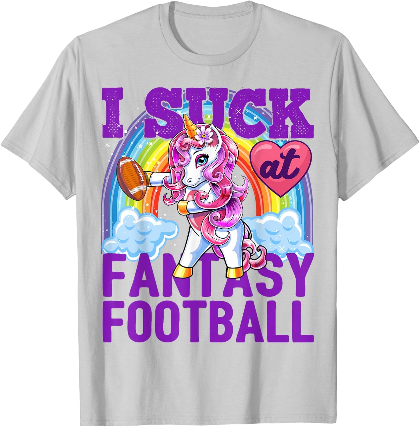 I Suck at Fantasy Football Flossing Unicorn Loser Shirt Men T-Shirt - T-Shirt | Ash