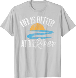 River Floating Quote Life Is Better at The River Camping T-Shirt - T-Shirt | Ash