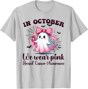 Halloween In October We Wear Pink Breast Cancer Awareness T-Shirt - T-Shirt | Ash