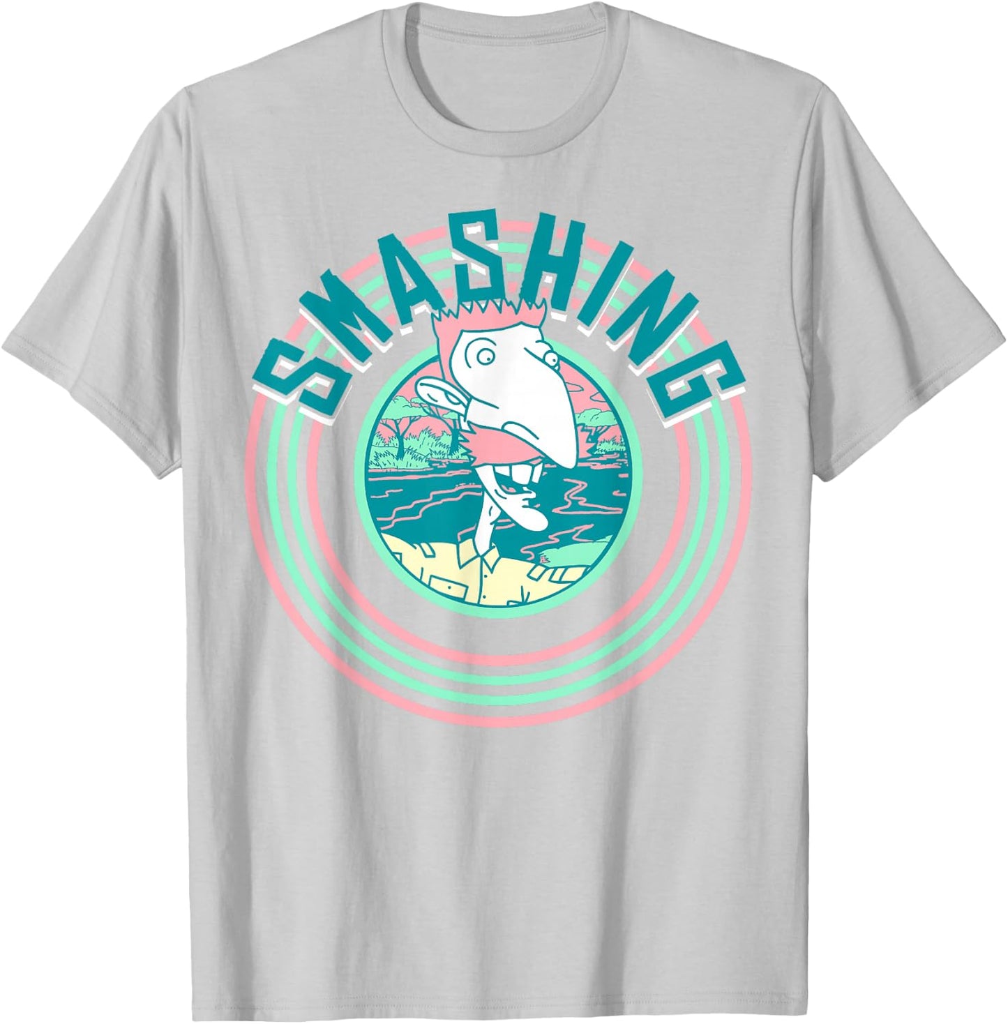 The Wild Thornberrys Nigel Smashing Retro Circle Logo T-Shirt - T-Shirt | Ash