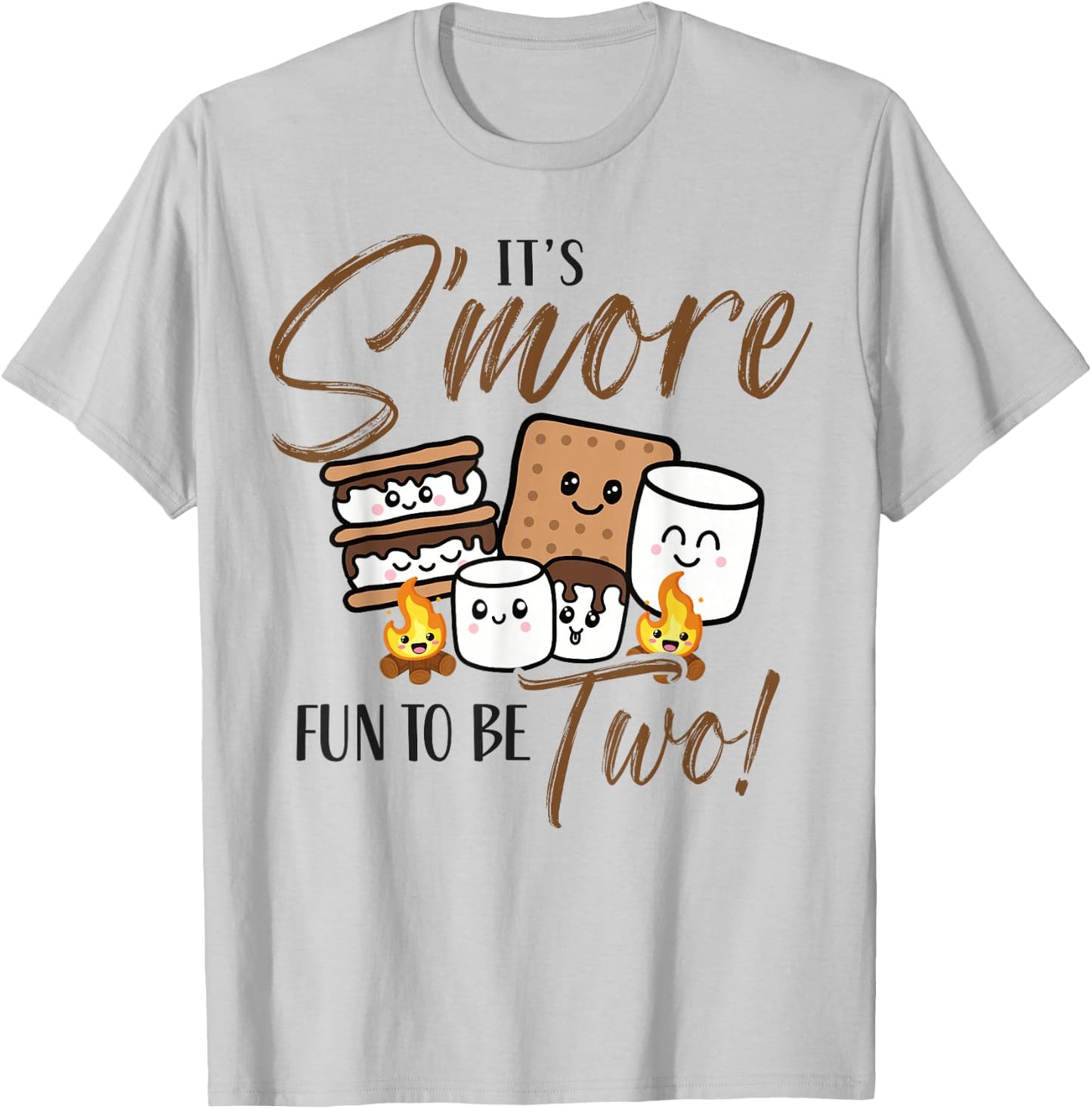 Birthday Campfire Marshmallow It's S'more Fun To Be Two 2nd T-Shirt - T-Shirt | Ash