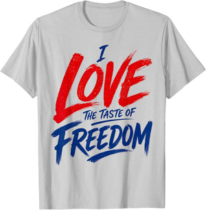 I Love The Taste of Freedom Matching Fourth of July Couple T-Shirt - T-Shirt | Ash
