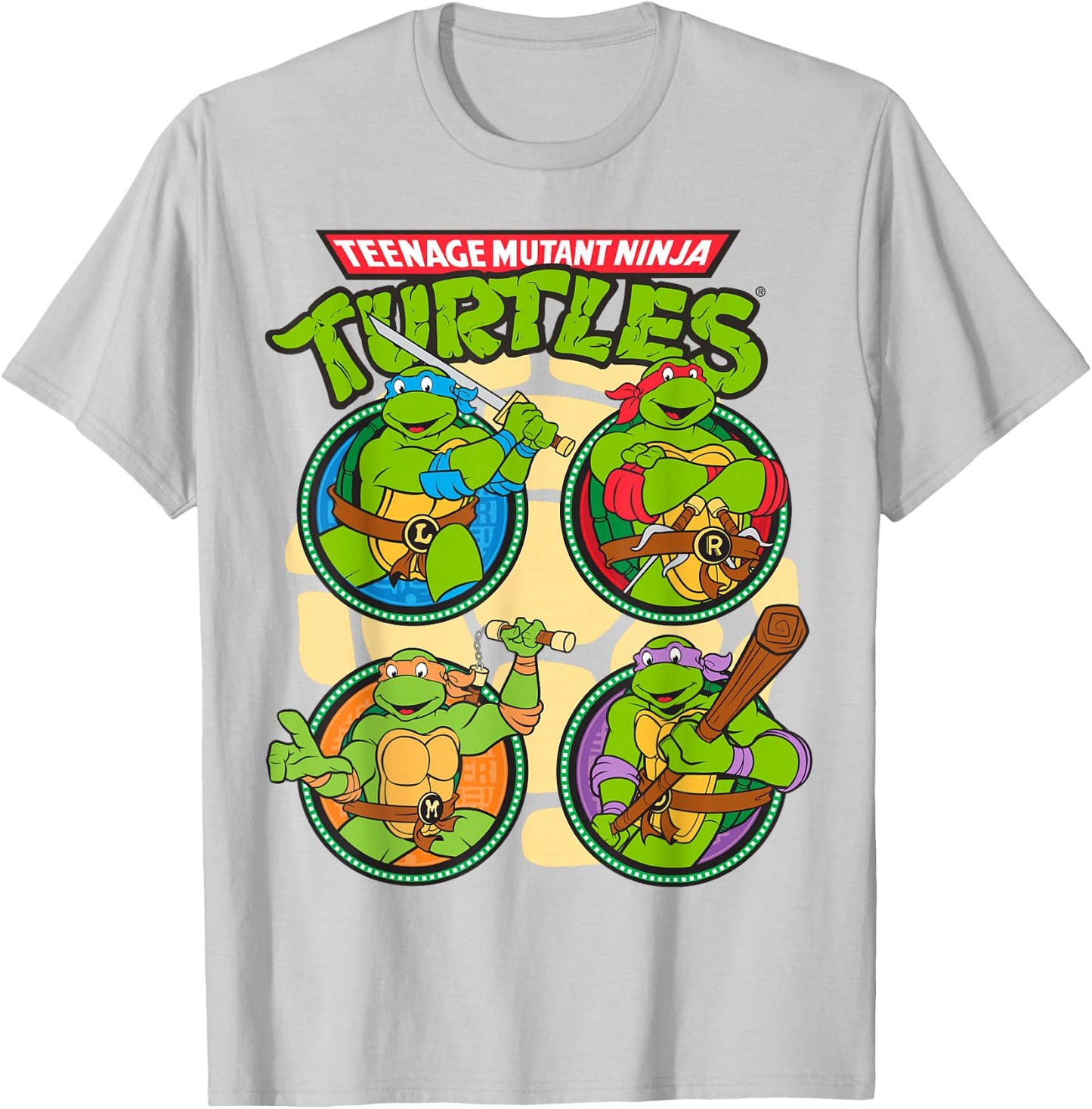 Teenage Mutant Ninja Turtles Circular Design T-Shirt - T-Shirt | Ash