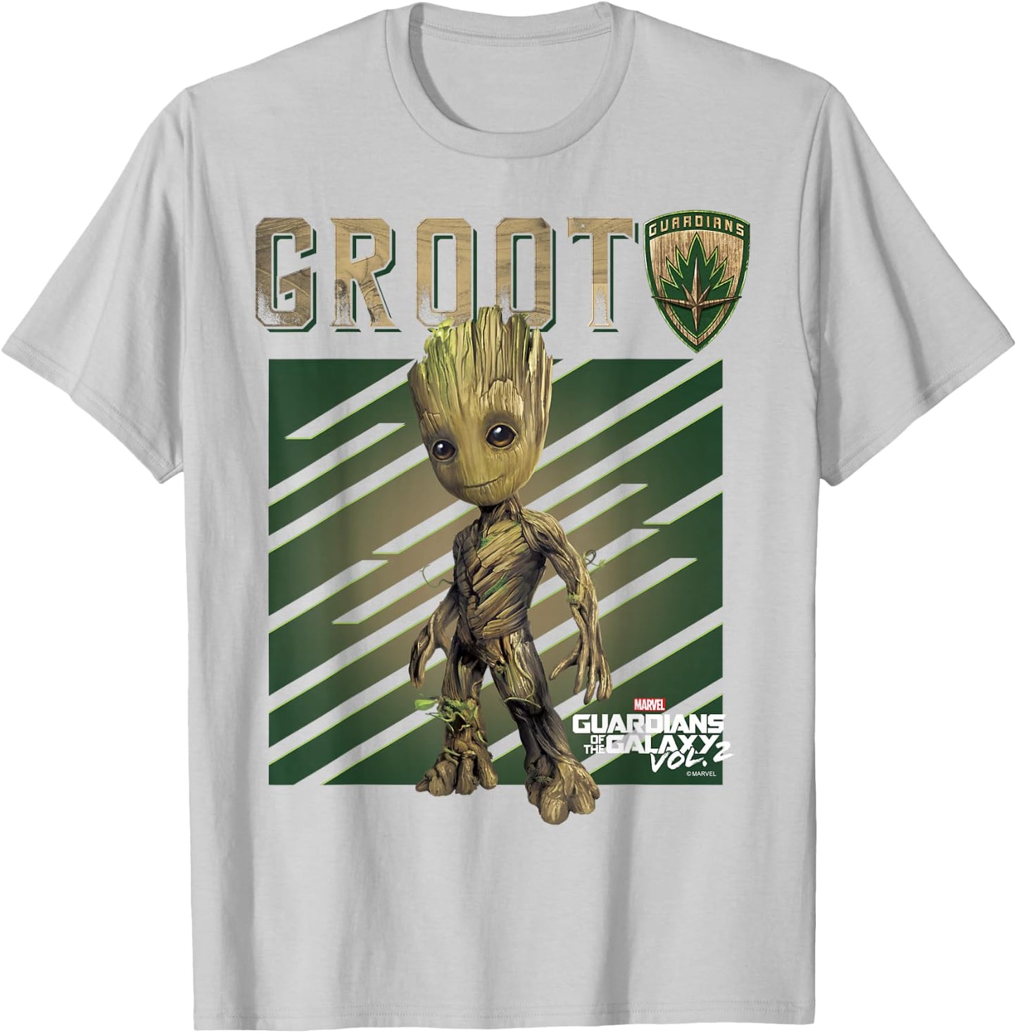 Marvel Guardians Vol. 2 Baby Groot Shield Graphic C1 T-Shirt - T-Shirt | Ash