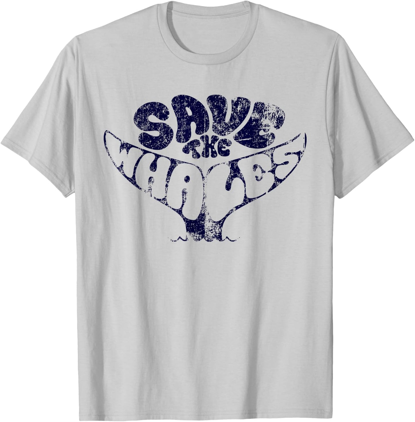 Save The Whales Distressed Vintage Environmentalist T-Shirt - T-Shirt | Ash