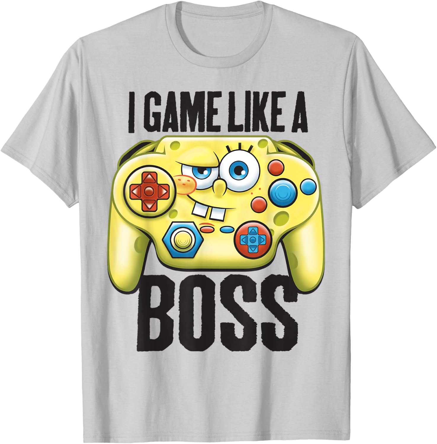 Spongebob SquarePants I Game Like A Boss Short Sleeve T-Shirt - T-Shirt | Ash