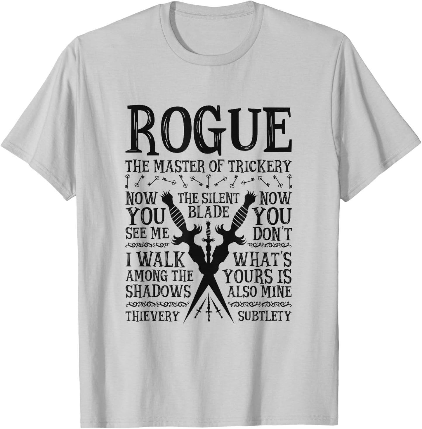 Rogue, The Master of Trickery - RPG Class T-Shirt - T-Shirt | Ash