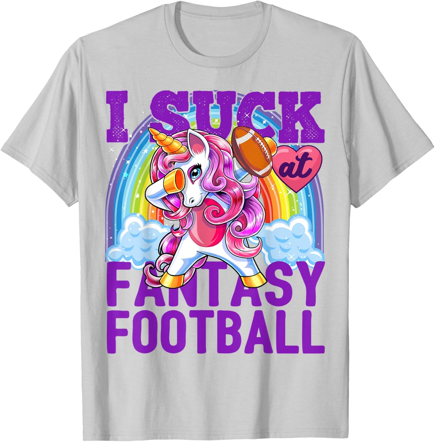 I Suck at Fantasy Football Dabbing Unicorn Loser Shirt Men T-Shirt - T-Shirt | Ash
