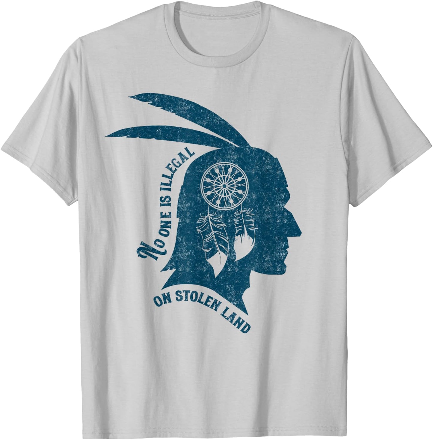 No One Is Illegal On Stolen Land Immigrant Immigration Shirt T-Shirt - T-Shirt | Ash