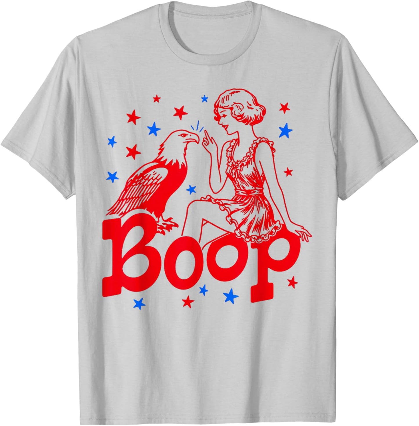 Hand Boop Nose Girl Eagle Patriotic 4th of July T-Shirt - T-Shirt | Ash