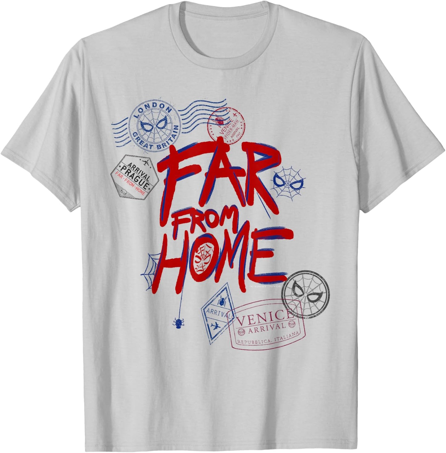 Marvel Spider-Man: Far From Home Travel Stamps T-Shirt - T-Shirt | Ash